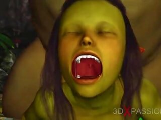 Green monstru ogre fucks greu o concupiscent femeie goblin arwen în the enchanted padure