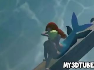 3d λίγο mermaid ariel να πάρει πατήσαμε υποθαλάσσια